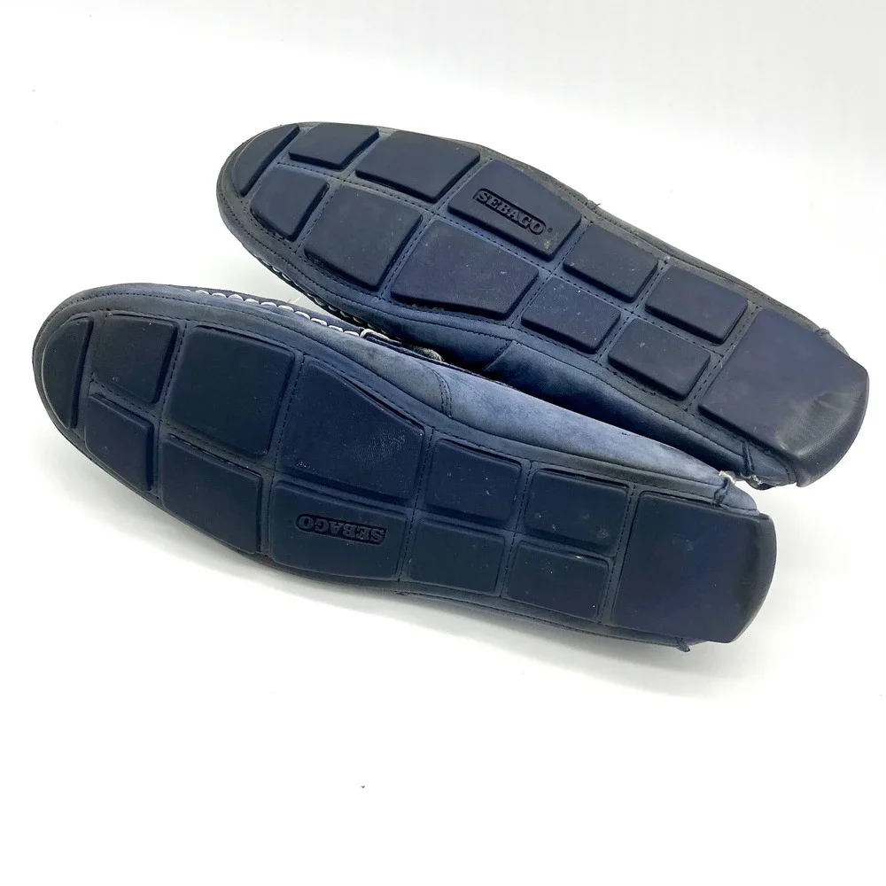 Sebago Boat Shoes Driving Moccasins Kedge Tie Navy Nubuck Leather Mens 10M